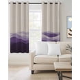 thumbnail image 2 of Purple Beige Ombre Blackout Curtains 39 Inches Long for Bedroom, Minimalist Ocean Waves Linen Thermal Insulated Room Darkening Black Out Window Curtain Panels Grommet Drapes for Living Room, 2 of 8
