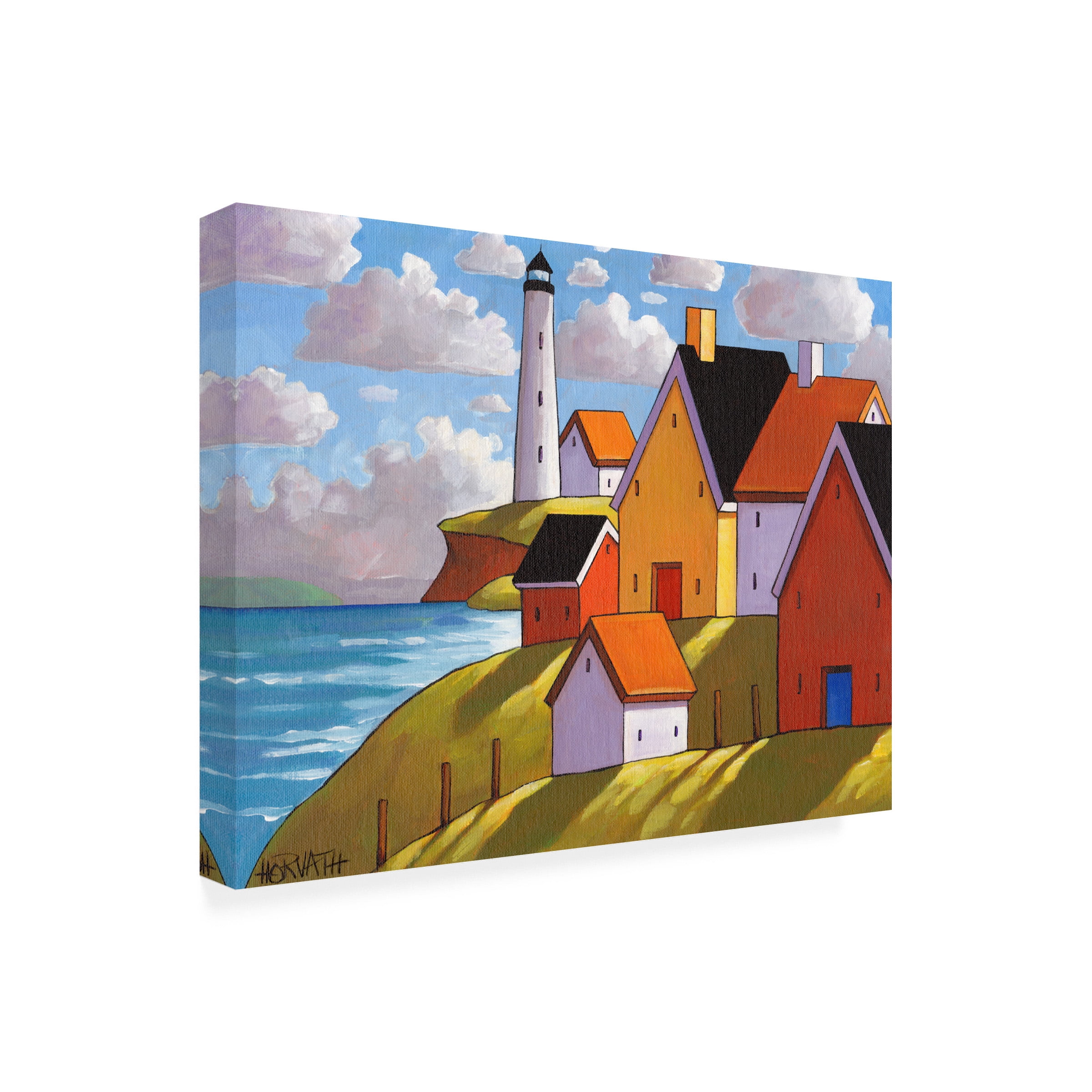 Cathy Horvath 'Lighthouse Cottage Hillside View' Outdoor All-Weather Wall Decor