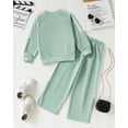 thumbnail image 3 of KIMI BEAR 4T Toddler Girl Outfits 5T Kid Clothes Sets Winter Long Sleeves Color Block Pullover Sweartshirt Top Sweatpants Warm Clothing 2pcs Pants Set Green, 3 of 8