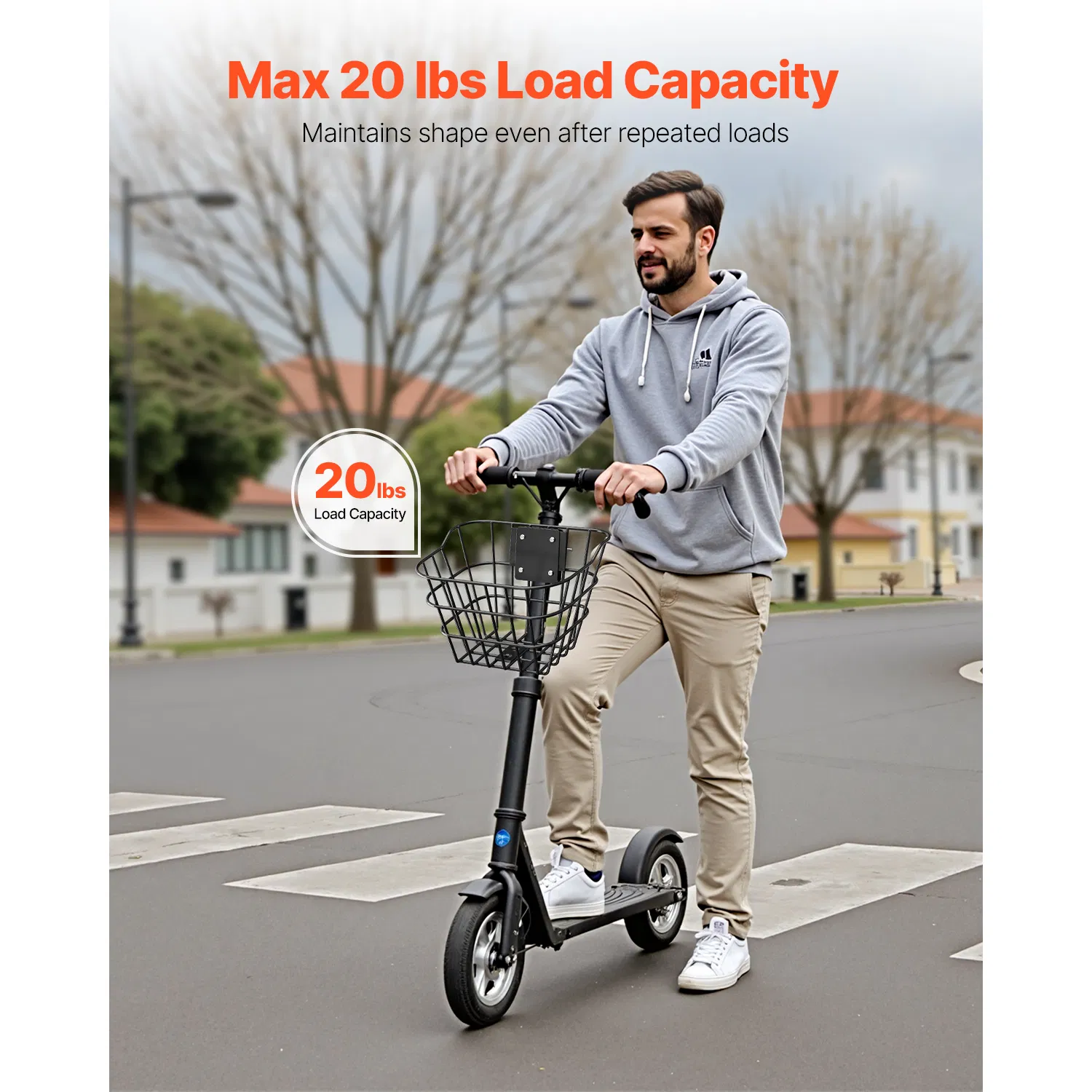 Front Bike Basket for Electric Scooters and Bicycles-Durable Steel Construction,Max Load 20 lbs,Perfect for Kids and Adults,Ideal Scooter Accessories