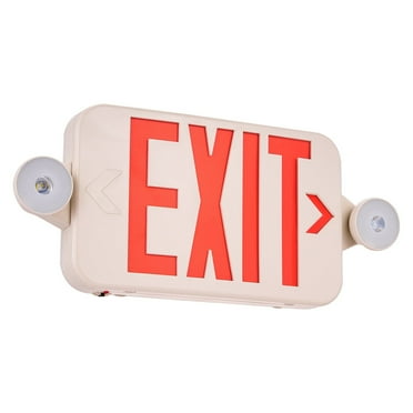 LED Exit Sign with Emergency Lights, Dual LED Adjustable Head Emergency Exit Sign with Battery Backup – Fire-Rated Red Letter Exit Lighting, UL Certified Commercial Grade