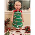thumbnail image 3 of RUINIXCW Toddler Girl Christmas Dress Colorful Bobbles Red Bow Fleece Overall Dress, 3 of 7