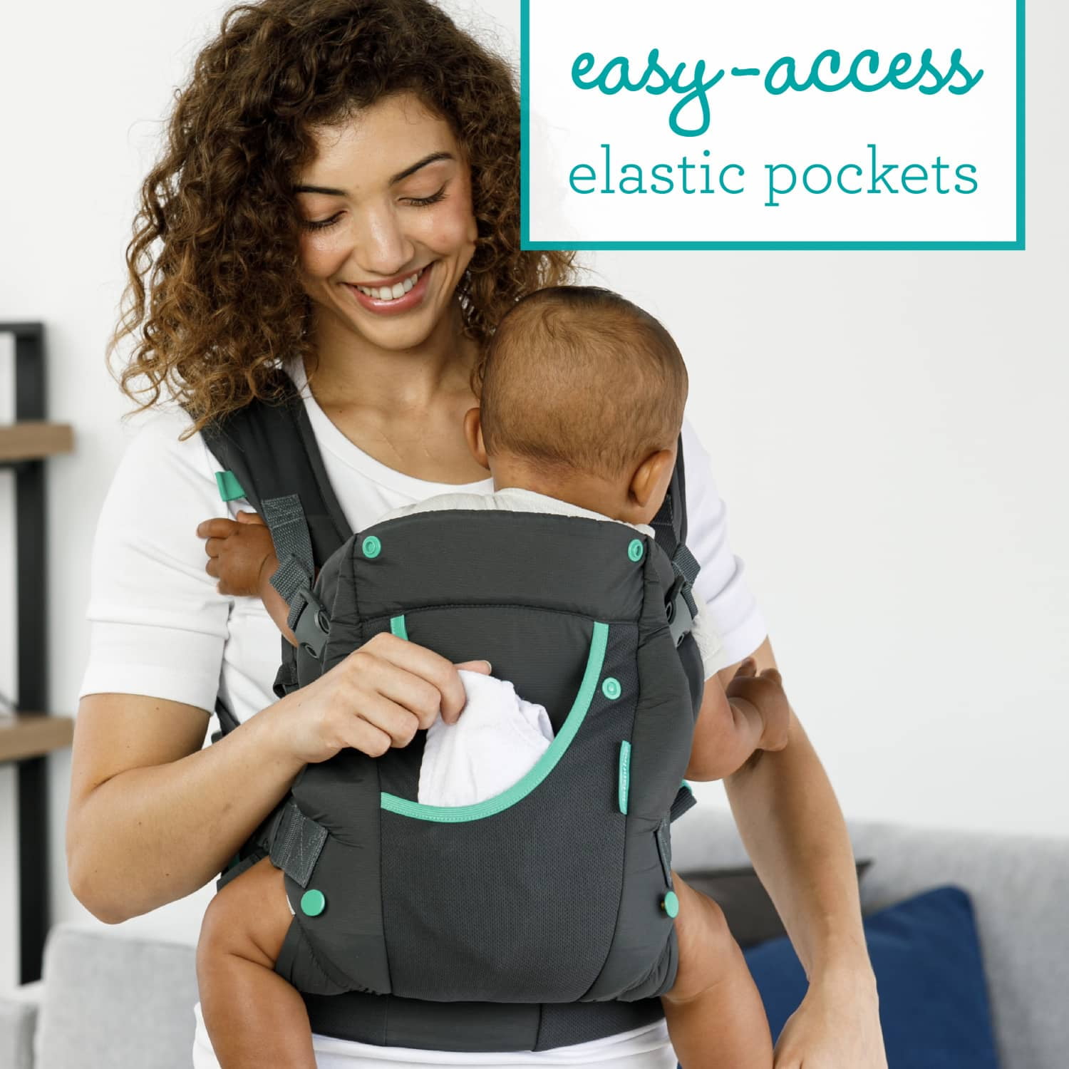 Infantino Carry On Active Multi-Pocket Baby Carrier, 4-Positions, 8-40lbs, Gray