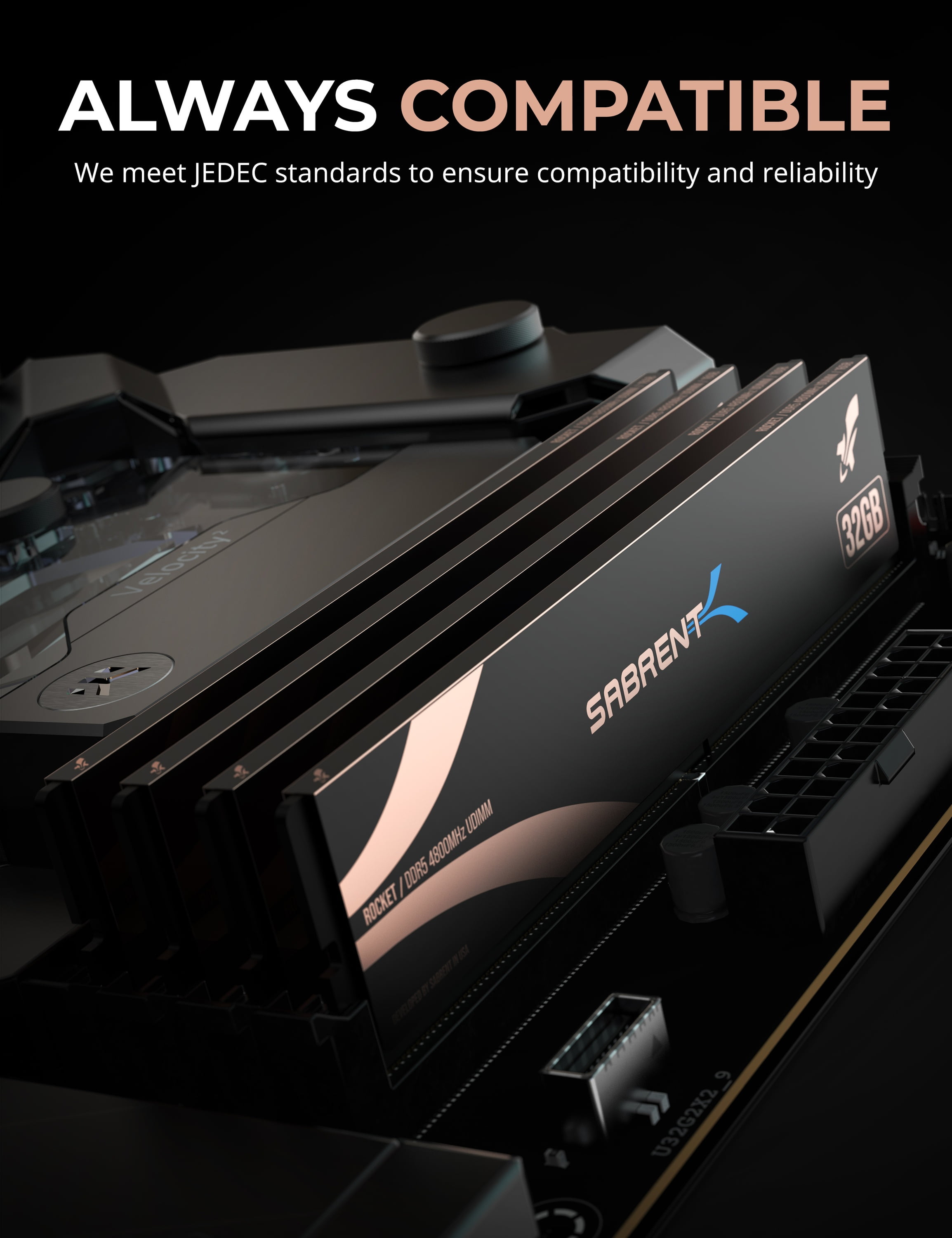 SABRENT Rocket DDR5 32GB U-DIMM 4800MHz RAM for Gaming Desktops