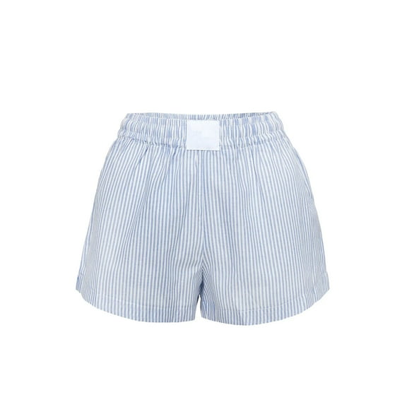 Baby Sweetie Women's Striped Shorts Elastic High Waisted Straight Leg Summer Shorts Streetwear