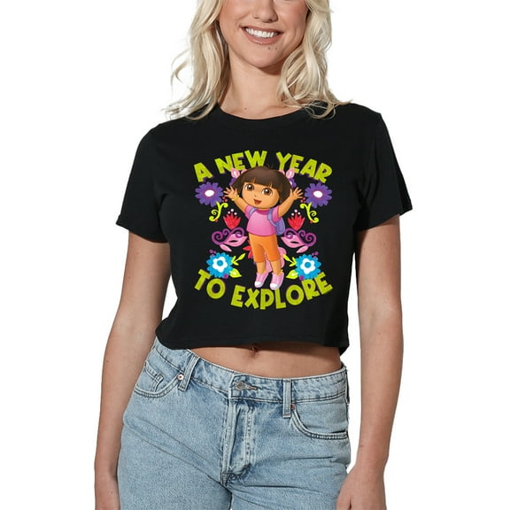 Popfunk A New Year To Explore Women's Crop Top T-Shirt, Black, Small