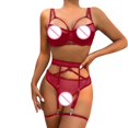 thumbnail image 3 of Gibobby Lencería sexy para mujer Vestido De Dormir Profundo Empalme De Encaje Ahueca hacia Fuera Mini Lenceria Body Mujer(Rojo, G), 3 of 5