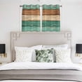 thumbnail image 3 of Farmhouse Teal Brown Kitchen Curtains Window Panels, Vintage Wooden Striped Insulated Window Treatment Curtain, Grommet Curtains for Bedroom/Living Room/Bathroom, 2 Piece 42"Wx45"L, 3 of 8