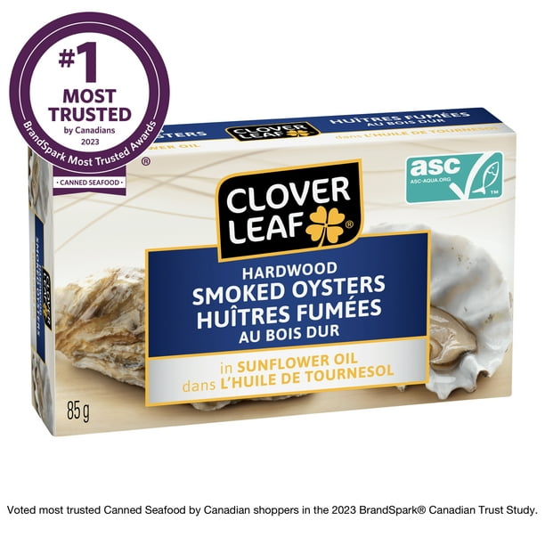 Huîtres fumées avec du bois dur de Clover Leaf 85 g