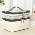 thumbnail image 1 of Clearance! Double-layer Cosmetic Bag Solid Color Transparent Wash Portable INS Fashion Travel Portable Large Capacity Storage Bag Sale Items Deals Today #01, 1 of 6
