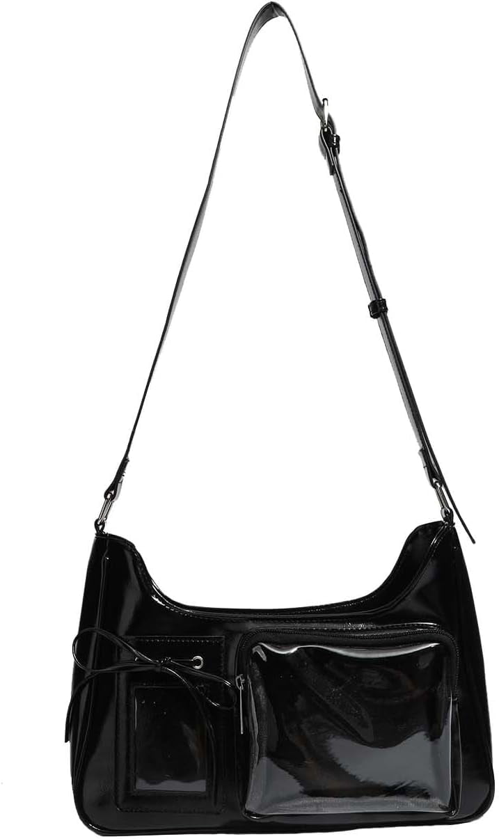 SPEKSEE Y2k Fashion Shoulder Bag Kawaii Lolita Ita Bag Badge Display Bag with Two Transparent Display Windows