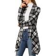 thumbnail image 5 of Unique Bargains Plaid Asymmetric Kimono Open Front Loose Cardigan (Women's), 5 of 7