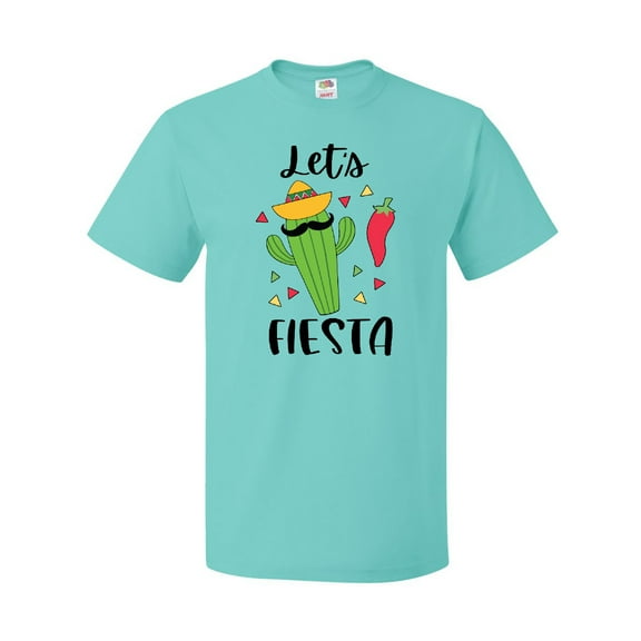 Inktastic Cinco De Mayo Let's Fiesta Cute Cactus with Sombrero T-Shirt