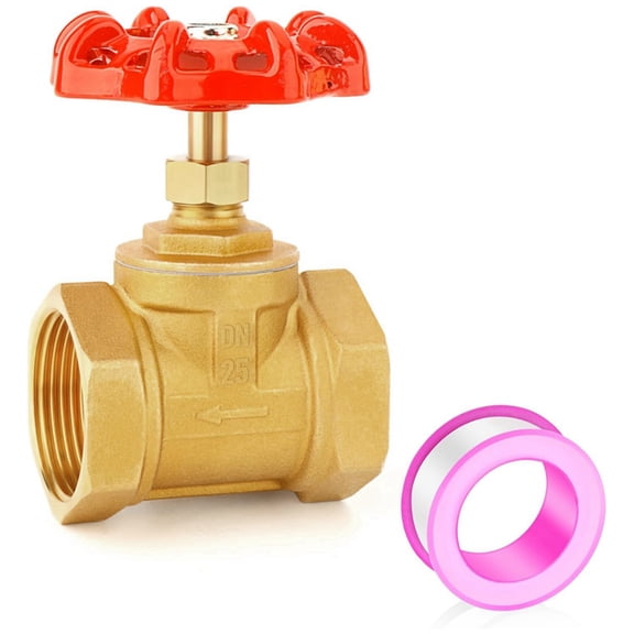 1PCS Brass Industrial Gate Valve, DN25 1Inch NPT Female with Wheel Handle, Heavy Duty Valve Tool for Water,Oil, Gas