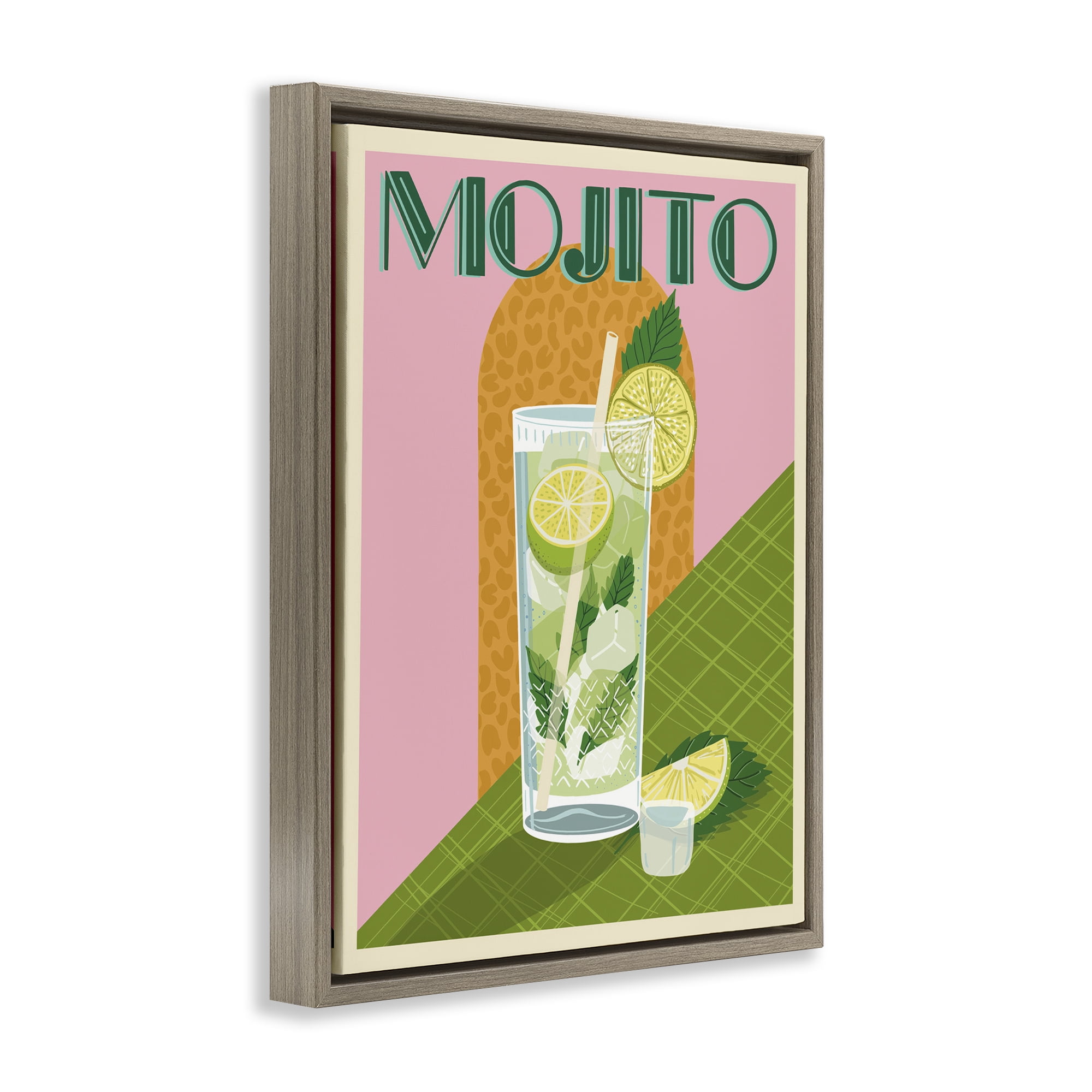 Stupell Industries Classic Retro Mojito Food & Beverage Painting Brown Floater Framed Canvas Art Print Wall Art, 17 x 21