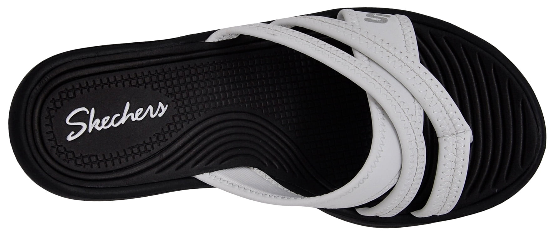 Skechers Cali Rumblers Strappy Wedge Sandals for Women Toe Loop Slip on Cross Strap Cushioned Footbed Lightweight Foam Midsole Flexible Outsole