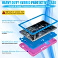 thumbnail image 3 of ELEHOLD Rugged Hybrid Case for Lenovo Tab M10 Plus 3rd Gen (10.6 Inch 2022), Tri-Layers Hard PC Soft Silicone Hidden Kickstand Anti-Scratch Shockproof Heavy Duty Case for Kids Men Women,Rose+Blue, 3 of 9