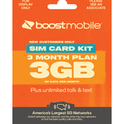 Boost Mobile Preloaded SIM Card, Bring Your Own Device, 3month Plan - Unlimited Talk/Text, 3GB of Data