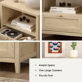 thumbnail image 3 of Joyyskill Modern Nightstand with Storage, Farmhouse End Table with Drawer, Freestanding Wide Bedside Table, Light Oak, 3 of 6
