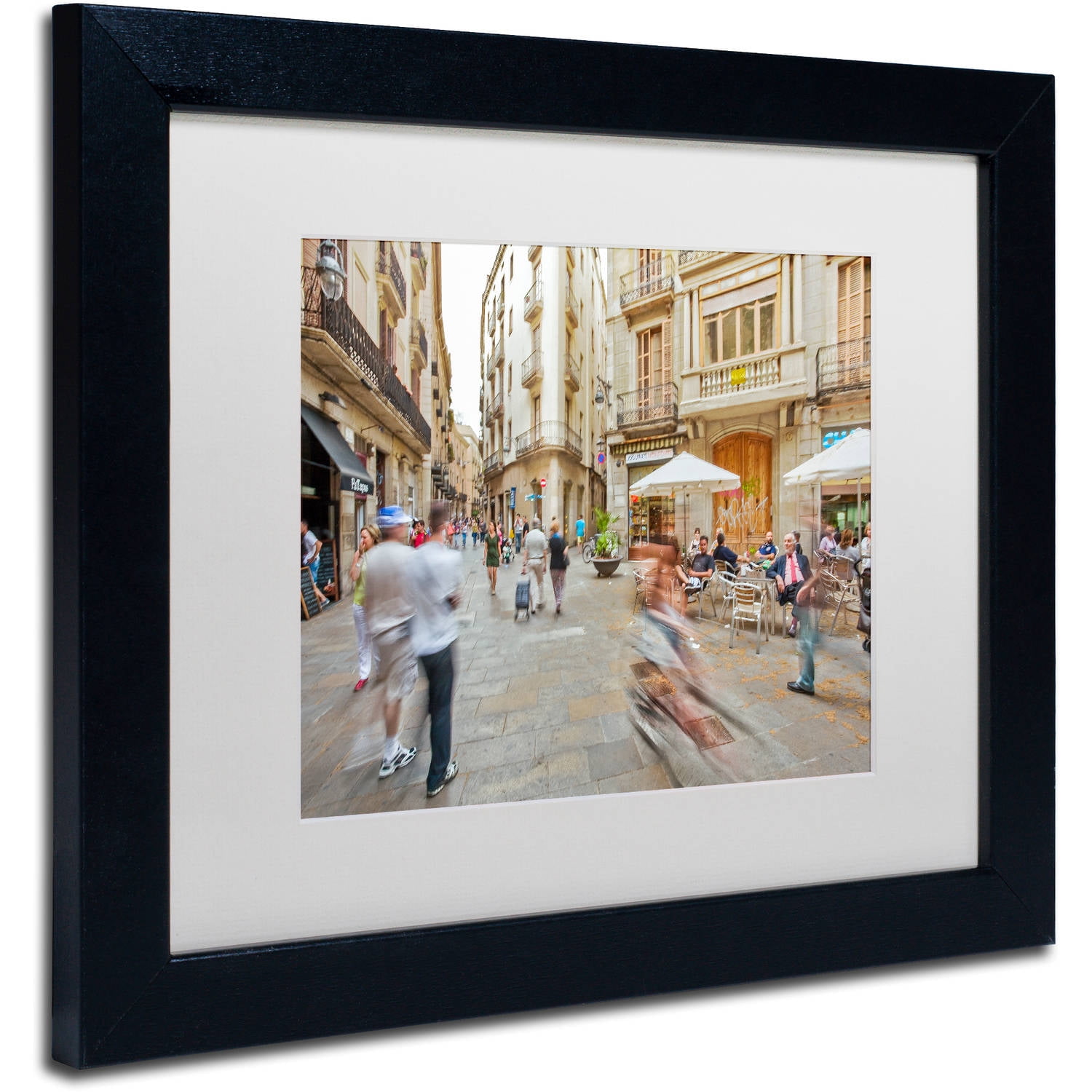 Trademark Fine Art "Ghost Biker Rides Gothic Barcelona" Canvas Art by Yale Gurney, White Matte, Black Frame