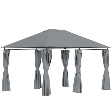 Homiyad 10 x 13 Outdoor Gazebo, Canopy Shelter with 6 Sidewalls, Steel Frame, Gray for Garden & Backyard, Gray| Aosom.com
