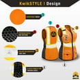 thumbnail image 3 of KwikSafety (Charlotte, NC) QUEEN BEE Premium Safety Vest for Women (HONEYCOMB Design) 9 Pockets Class 2 Custom High Visibility ANSI OSHA Reflective Construction Work with Zipper | Orange XS, 3 of 6