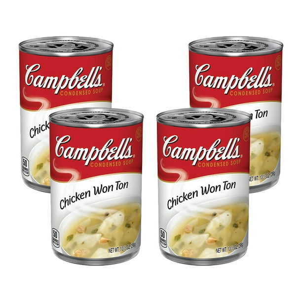 4 Pack Campbell S Condensed Chicken Wonton Soup 10 5 Oz Can Walmart Com Walmart Com