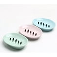 thumbnail image 3 of Soap Dish Oval Shaped Double Draining Soap Holder Dish Drainer (Blue), 3 of 6