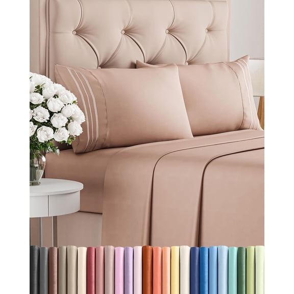 Queen Size 4 Piece Sheet Set in Mauve with Deep Pockets