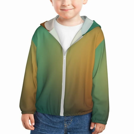 

Sun Hoodie for Kids Orange To Teal Gradient Long Sleeve Swim Fishing Shirts Sun Protection Zip Up Jacket Clothing Athletic Hoodie