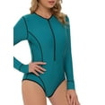 thumbnail image 2 of BeautyIn Womens One Piece Swimsuit Front Zip Long Sleeve Rash Guard Bathing Suit, 2 of 8