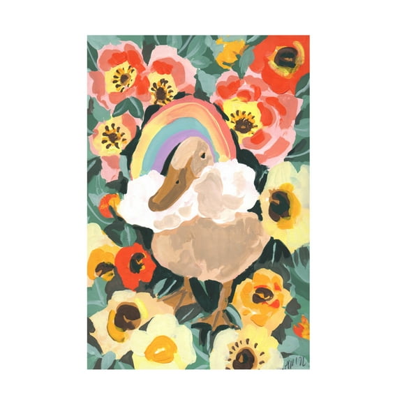 Trademark Fine Art Ania Zwara Duck With Rainbow Canvas Wall Art