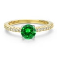 thumbnail image 3 of Gem Stone King 14K Two Tone Gold Green Created Emerald and Lab Grown Diamond Engagement Ring for Women | 1.16 Cttw | Round 6MM | Gemstone May Birthstone | Size 5, 3 of 6