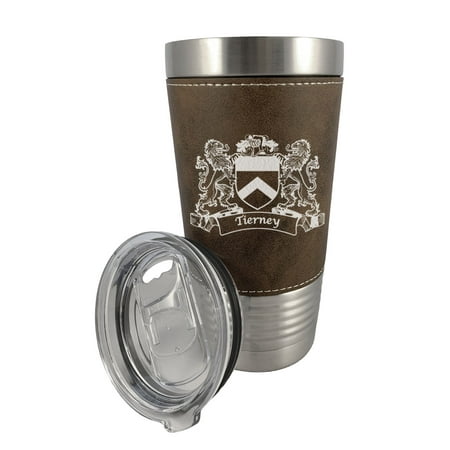 

Tierney Irish Coat of Arms Leather Travel Mug
