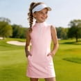 thumbnail image 5 of YUEHUA Girls Tennis Golf Dress Sleeveless Athletic Half Zipper Outfits Built-in Bra Pickleball Sleeveless Athletic Dress Workout Aged 4-14Year, 5 of 6