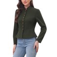 thumbnail image 4 of INSPIRE CHIC Business Casual Blazer for Women Classic Button Warm Stand Collar Long Sleeve Work Fitted Blazer Suit Jackets M Army green, 4 of 6