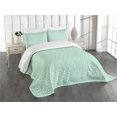 thumbnail image 3 of Ambesonne Turquoise Quilted Bedspread Set 3 Pcs, Monochrome Space, King Size, Mint White Cream, 3 of 5