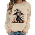 thumbnail image 2 of Women's Cute Scarecrow Graphic Sweatshirts Halloween Spider Pullover Tops Casual Long Sleeve Crewneck Shirts Loose Fit Fall Clothes Autumn Holiday Sweaters, 2 of 6