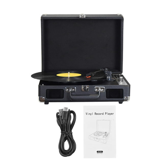 Lecteur,Joueur avec Prise en Charge 33/45/78rpm Prise en Charge 7/10/12 Pouces Entrée Audio Vinyle 7/10/12 Pouces Rca Plateau Tournant Vinyle 7/10/12 Pouces Plateau Tournant Portable Lecteur Vinyle Portable Sortie Buzhi