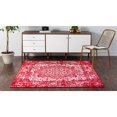 thumbnail image 5 of 7.75' x 7.75' Medallion Red and Ivory Square Area Throw Rug, 5 of 9