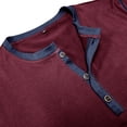 thumbnail image 2 of SWSMCLT Men's 2025 Henley Shirt Comfy Fall Henley Elasthane Cotton Pull On Regular Fit Top Casual Blouse Button Burgundy Medium, 2 of 5