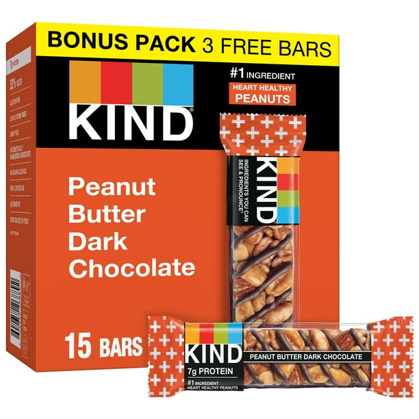 KIND Nut Bars, Peanut Butter Dark Chocolate, 1.4 oz, 15 Count