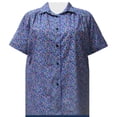 thumbnail image 1 of A Personal Touch Women's Plus Size Short Sleeve Button-Up Cotton Blouse with Shirring - Purple Tres Jolie - 5X, 1 of 3