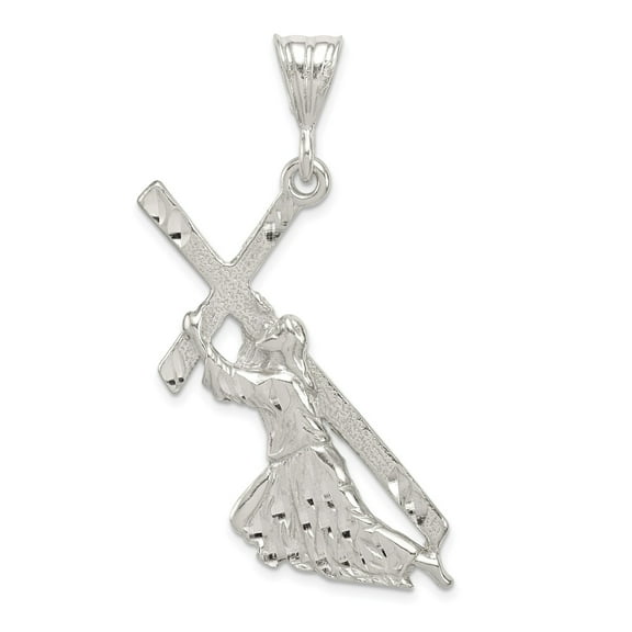 925 Sterling Silver Textured Christian Cross Pendant Necklace Featuring Saint Andrew Robed Figure Symbol of Faith Spiritual Jewelry for Men and Women Religious Fine Accessory