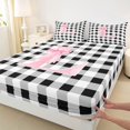 thumbnail image 3 of Manfei Modern Minimalist Checkered Fitted Sheet Queen,Cartoon Alphabet L Bedding,3-Piece,1 Fitted Sheet and 2 Pillowcases, 3 of 6