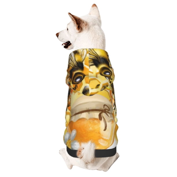 Fotbe Honey Bee Sudadera con Estampado para Perros Pequeños – Suéter con Capucha para Mascotas, Tela Suave de Forro Polar con Bolsillo-Large