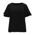thumbnail image 7 of APEXFWDT Women's Plus Size Ruffle Sleeve Shirt Crew Neck Dressy Blouse,XXL,Black, 7 of 7