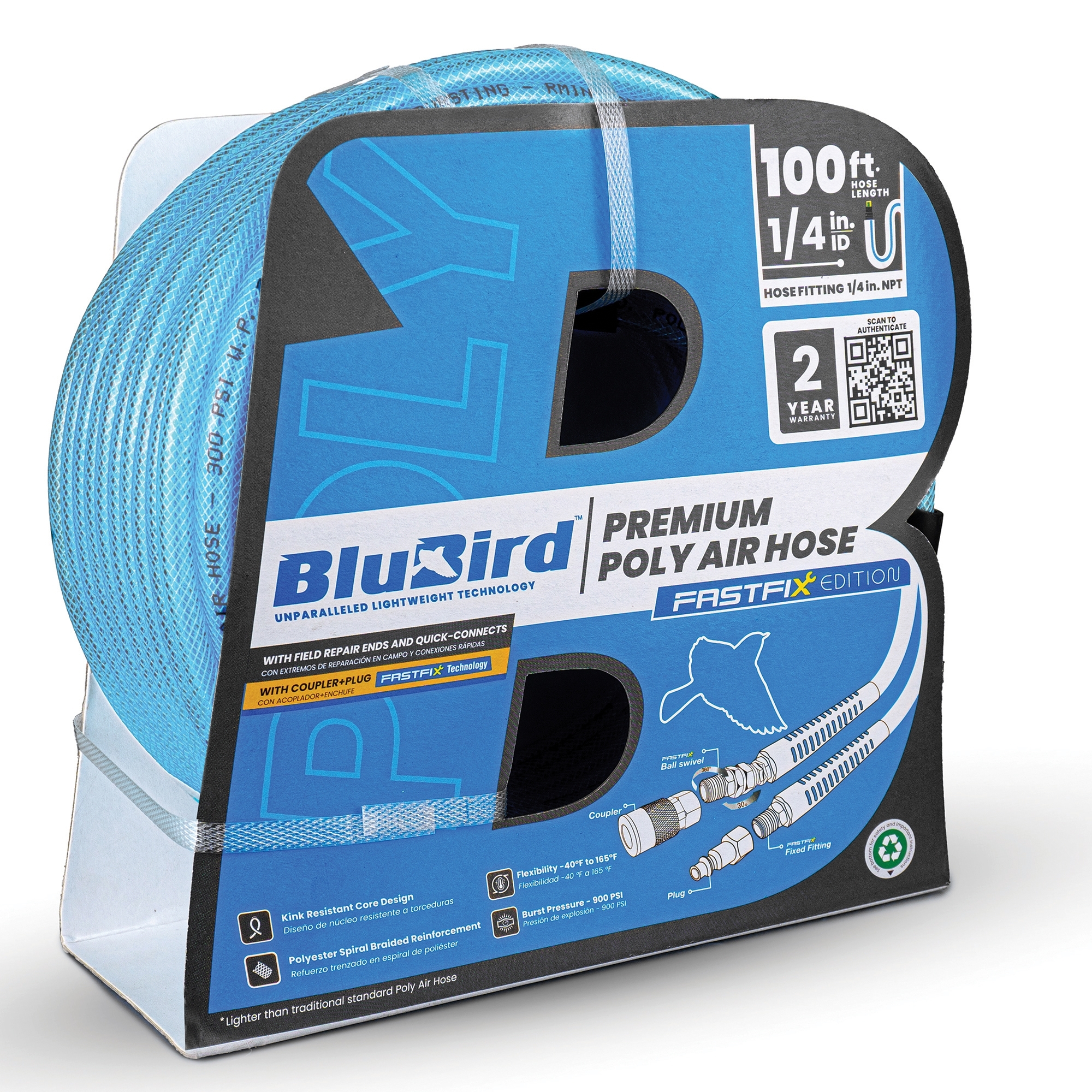 BluBird Avagard Poly Air Hose Assembly 1/4" x 100'