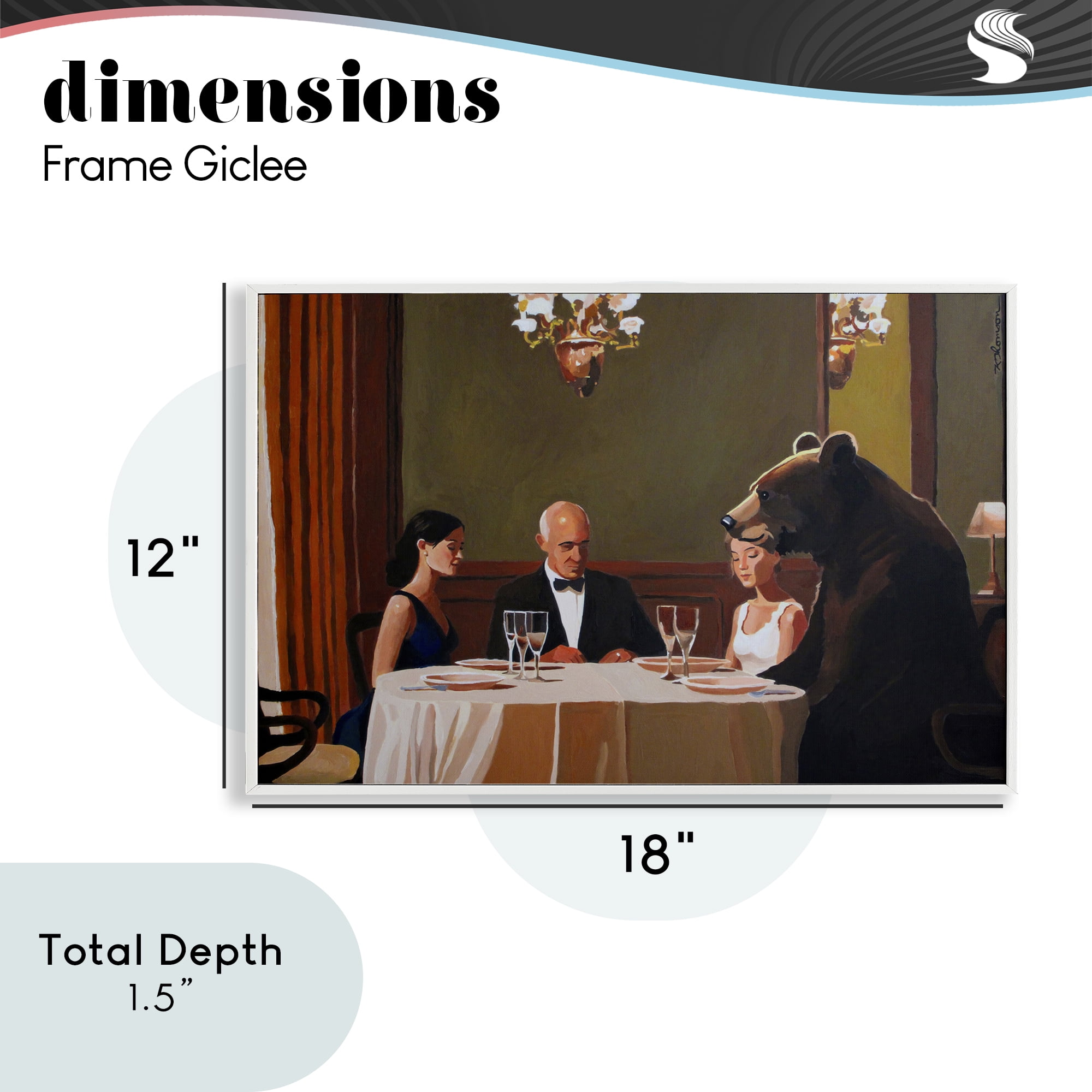 Dinner Guests & Steve White Framed Giclee Art, design by Keith Thomson