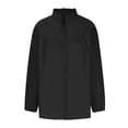 thumbnail image 6 of FamilyThread Women's Linen V Neck Long Sleeve Shirts Button Down Long Oversized Tops Plus Size Blouse Solid Color Shirt, 6 of 7